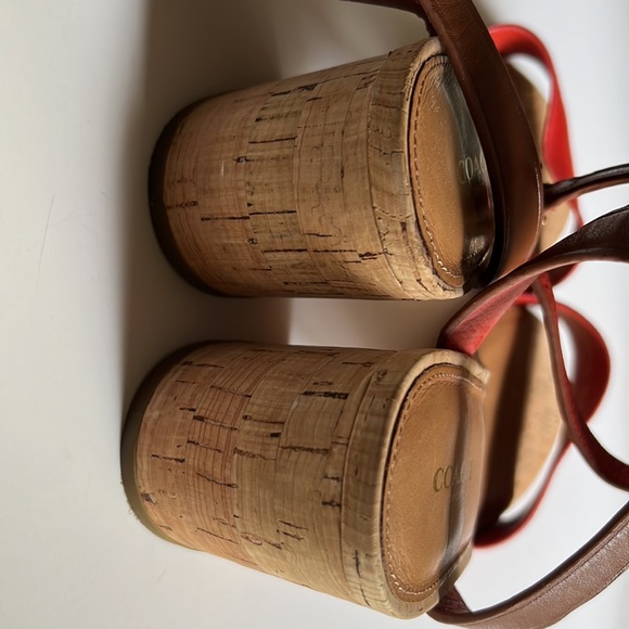 Coach Red Leather Sandals Size 9 B - Picture 3 of 8